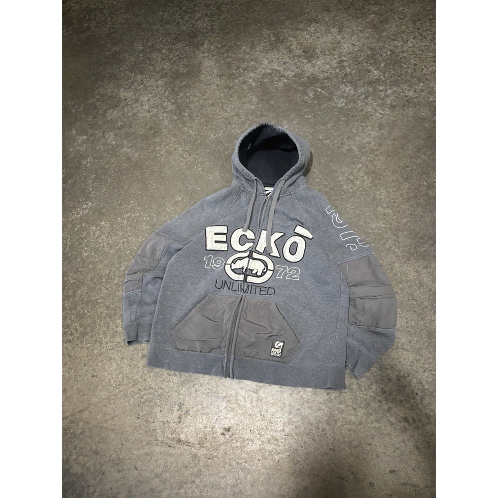 Men's Vintage Y2K Ecko Unltd. Full Zip Embroidered Grunge Hoodie Size XL